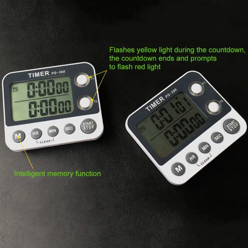 2 Group Timer Stopwatch Kitchen Cooking Timer Portable Digital Electronic 2Group Countdown Alarm Clock Reminder 0.01s