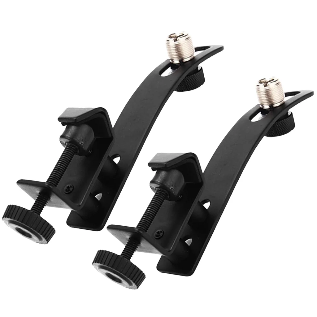 2pcs Universal Adjustable Drum Rim Microphone Clips Mount Holder, Black