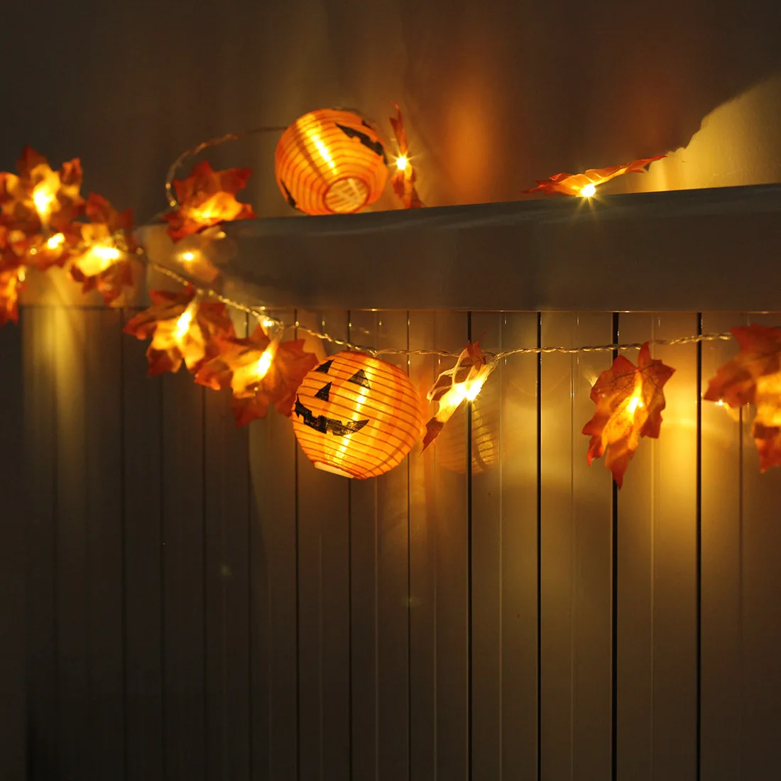 

Thanksgiving Decorations Pumpkin Lights Garland Maple Leafe String Lights for Holiday Halloween Thanksgiving Fall Decoration