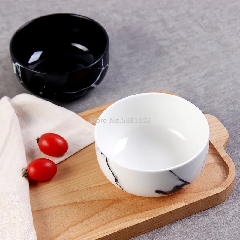 14 Ounce Creative Design Marble Grain Ceramic Rice Bowls Porcelain Noodle Cereal Soup Bowl Dinnerware Home Decoration Tableware