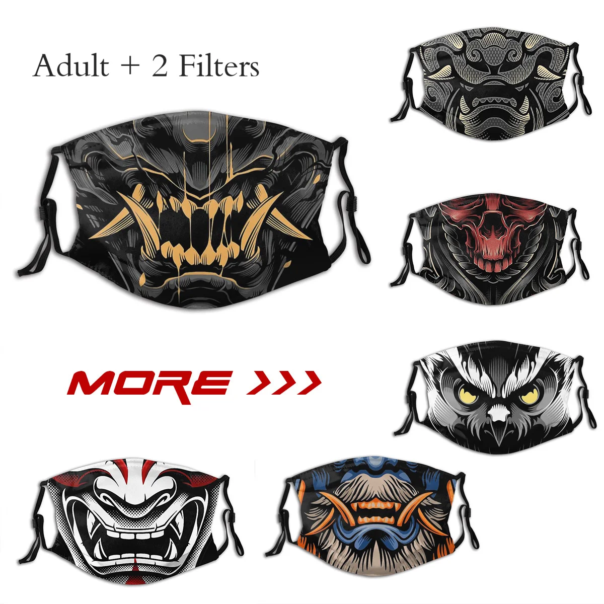 Adult Oni Samurai Demon Newest Mask Avenging Lord Mascarilla Design Universal Washable Healthy With PM2.5 Filters