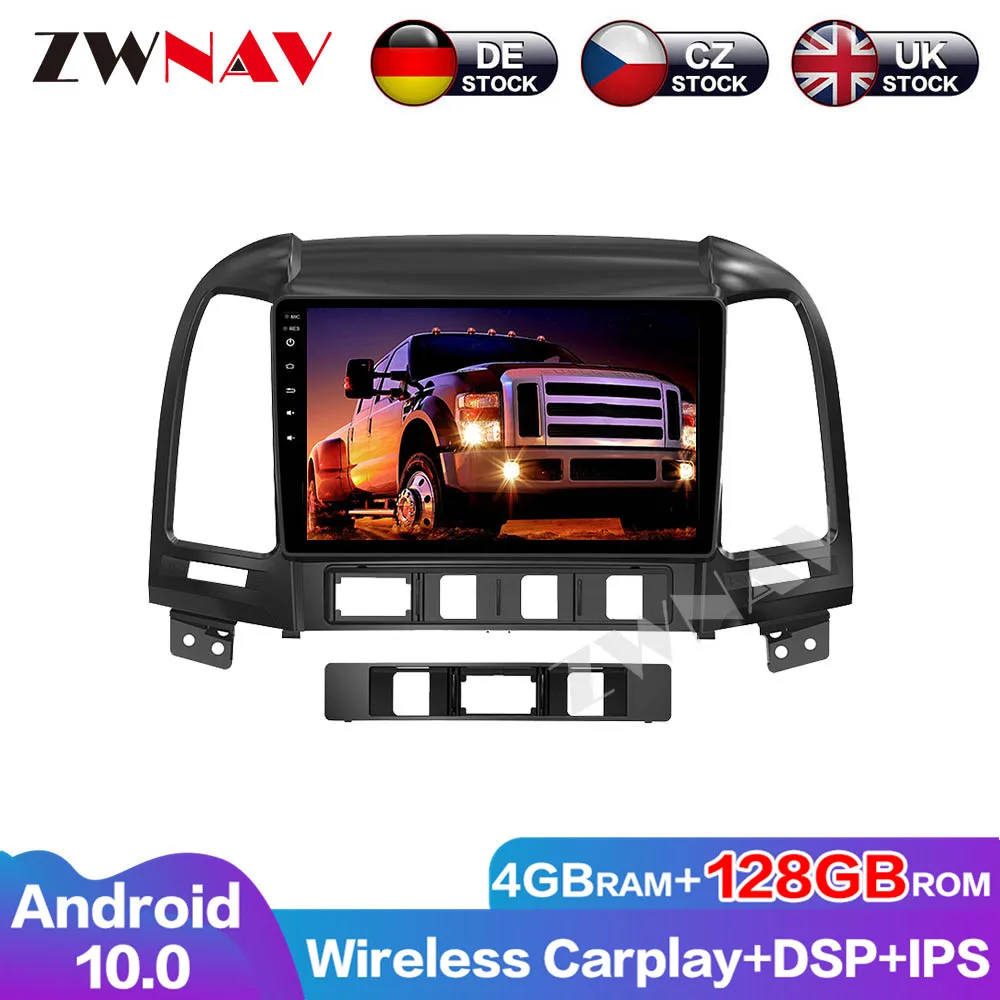 

Android 10 128G для Hyundai Santa Fe 2006 - 2012 DSP аудио навигация GPS сенсорный экран радио мультимедиа головное устройство автомобильный DVD-плеер