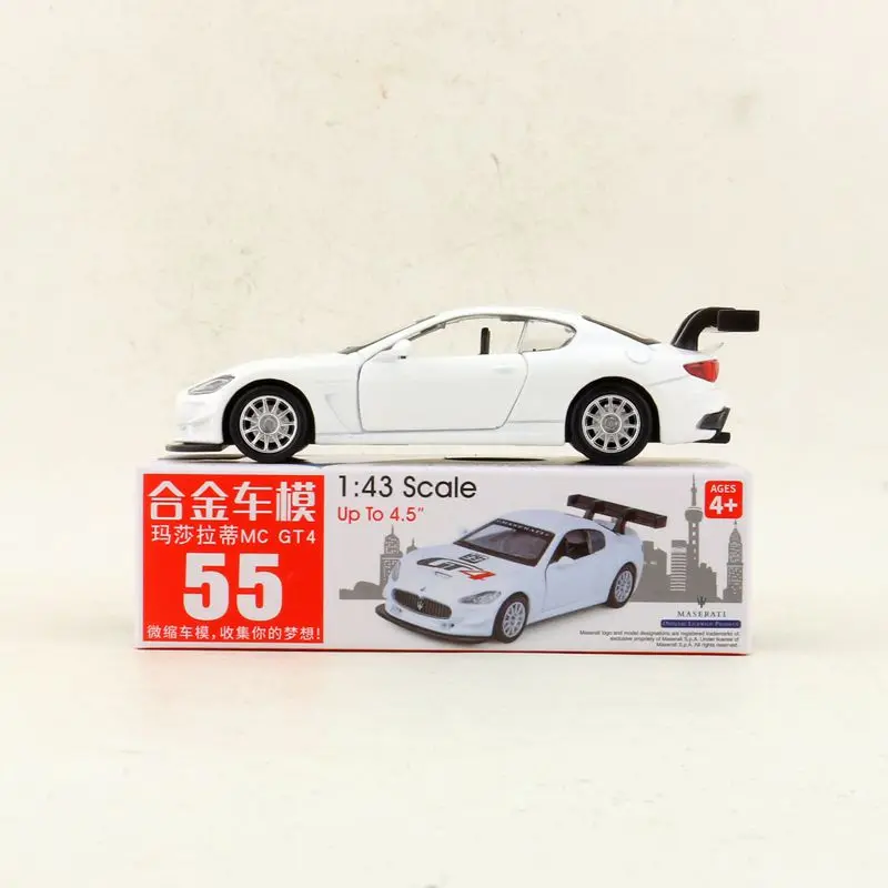 Diecast Metal Toy Model 1:43 Scale Maserati MC GT4 Super Car Pull Back Doors Openable Educational Collection Gift Match Box