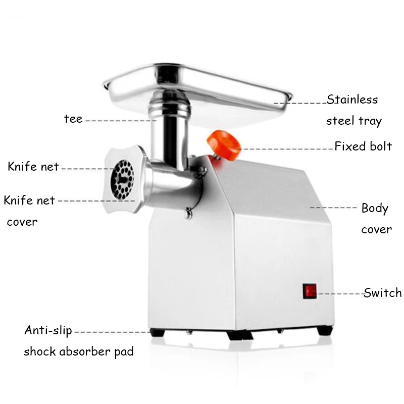 Professional Electric High-efficiency Meat Grinder Commercial 304 Stainless Steel Meat Mincer Grinding Machine For Home Use