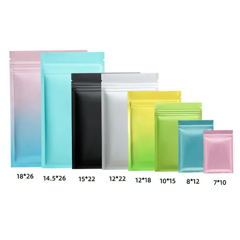 1000Pcs/Lot Colorfu Matte Aluminum Foil Bags Self Seal Ziplock Mylar Packaging Food Smell Proof Zip Lock Pouches Wholesale