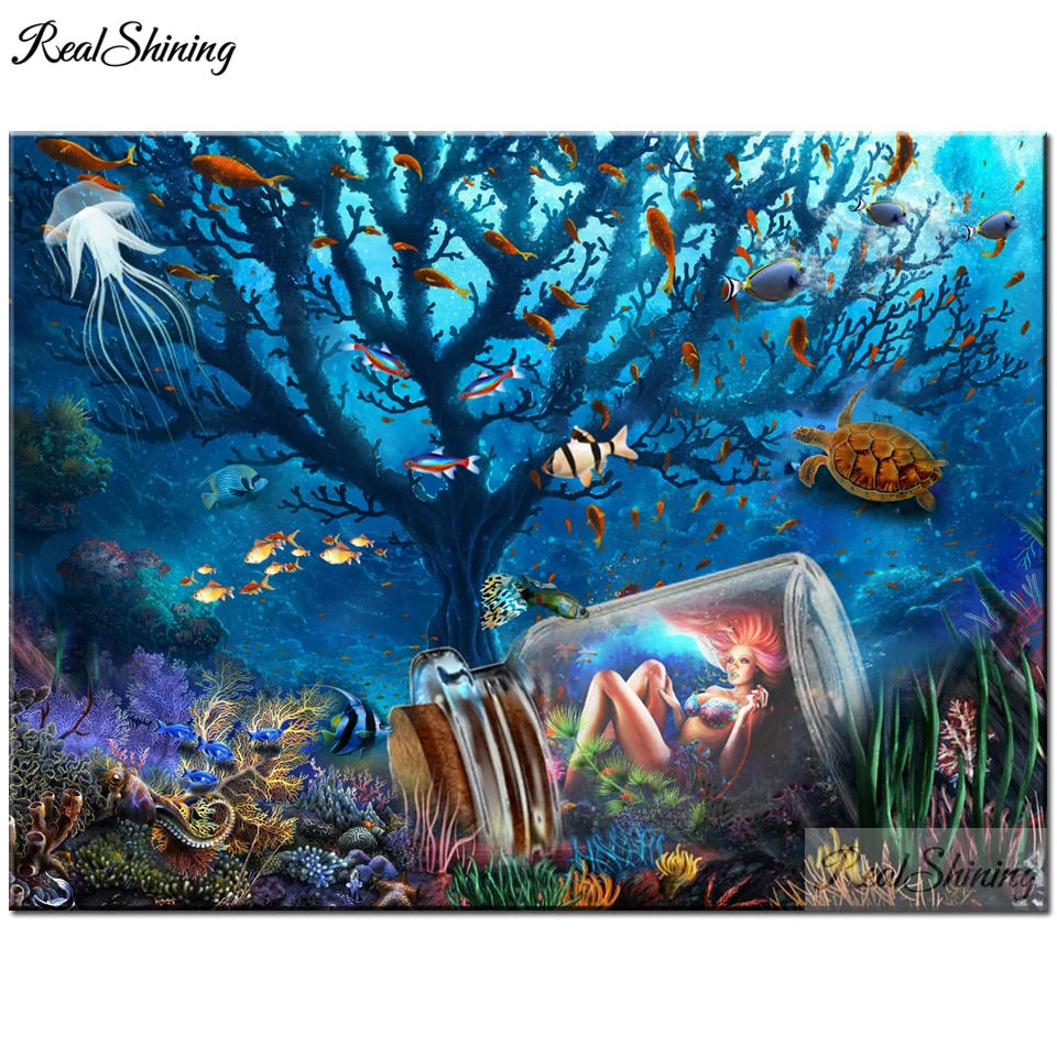 Mysterious Tree Undersea Mermaid DIY 5D Diamond Painting Picture Of Rhinestone Cross Stitch Mosaic puzzle Diamond EmbroideryT589