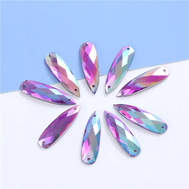 7x27mm Teardrop Acrylic Sew On Rhinestones Crystal Flatback Colorful sewing stone strass for clothing accessories shoes