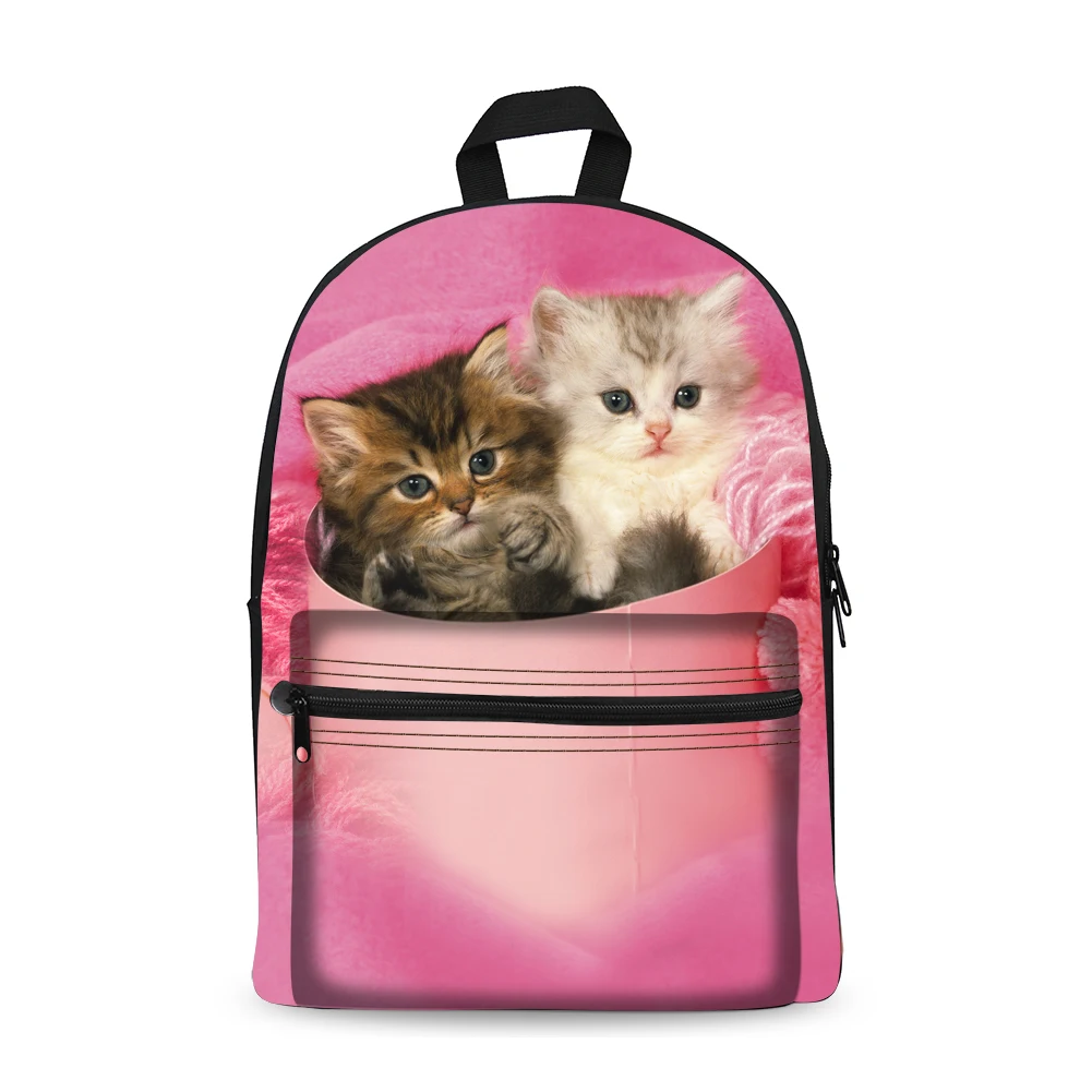 AnyFocus Canvas Boy Girl Backpack Children's Bag Teenage Boy Middle School Children's Backpack Computer Bag Animal pet cat