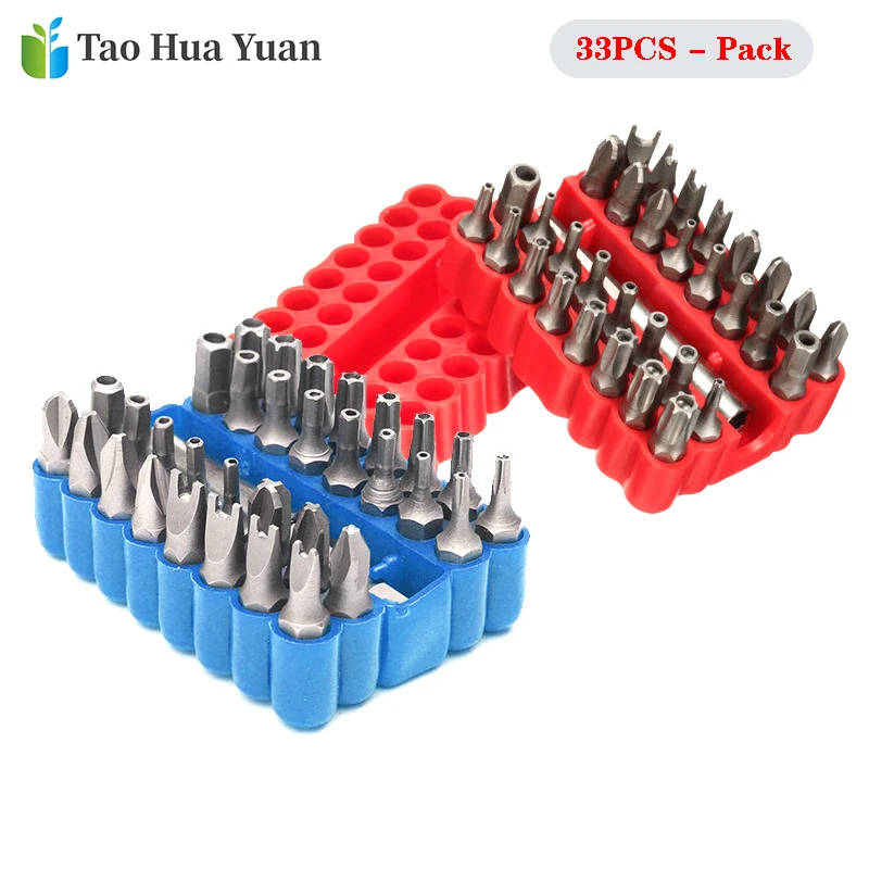 33pcs Screwdriver Tamper Proof Security Bits Set With Magnetic Extension Bit Holder Torx Hex Star Spanner Woodworking Tool Set A