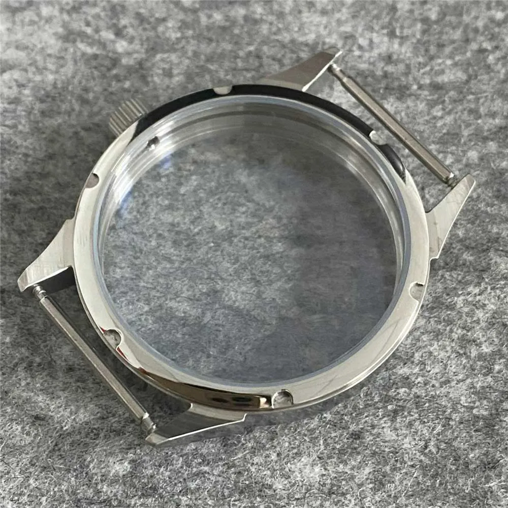 For ETA 6497/6498 Replacement 42MM Stainless Steel Watch Case Frosted Transparent Bottom Watch Case for ST3600/ST3620 Movement