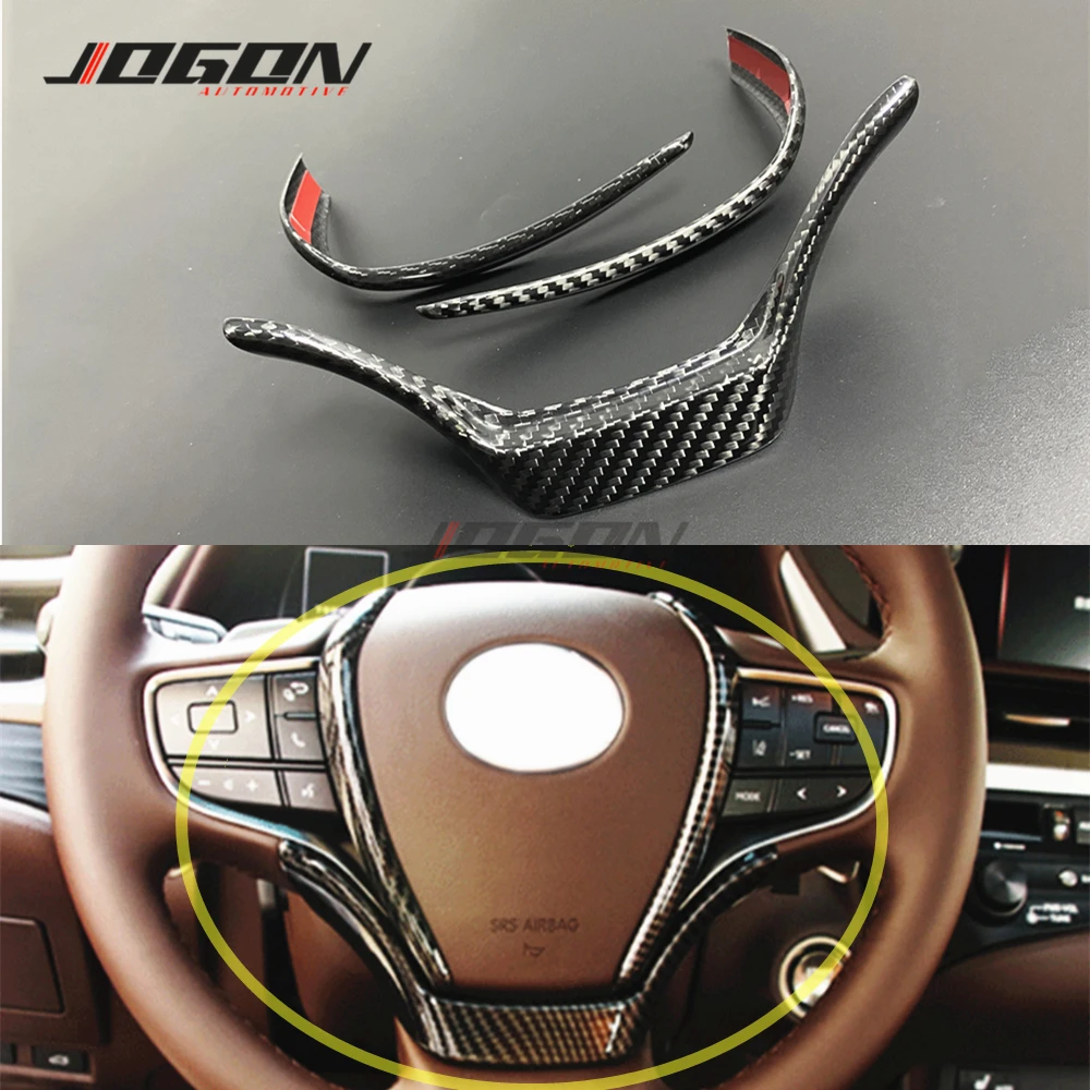 

3pcs Real Carbon Fiber Car Interior Steering Wheel Decorative Cover Trim For Lexus ES200 ES250 ES300h ES350 2018 2019 2020