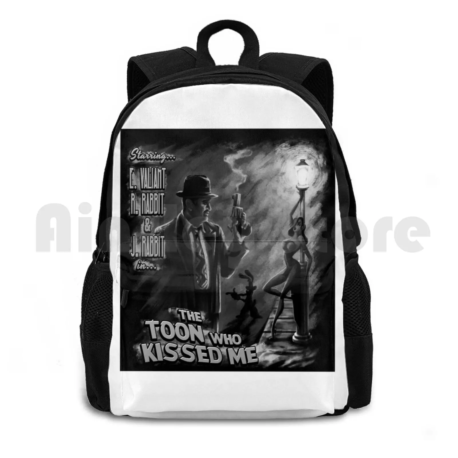 The Toon Who Kissed Me ( B&w ) Outdoor Hiking Backpack Riding Climbing Sports Bag Rabbit Eddie 80s Movies Toons Cartoon