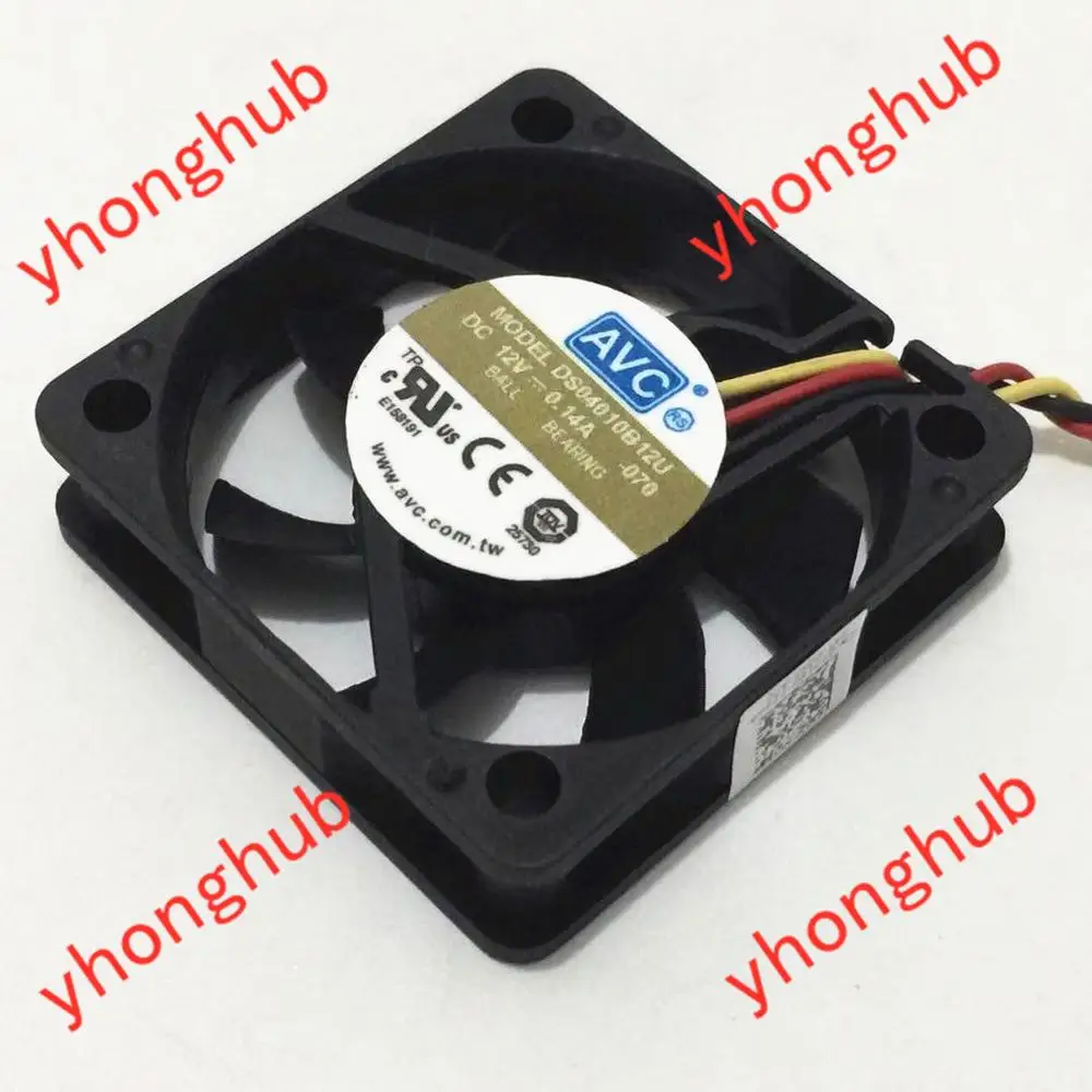 

AVC DS04010B12U 070 DC 12V 0.14A 3-wire 40x40x10mm Server Cooling Fan