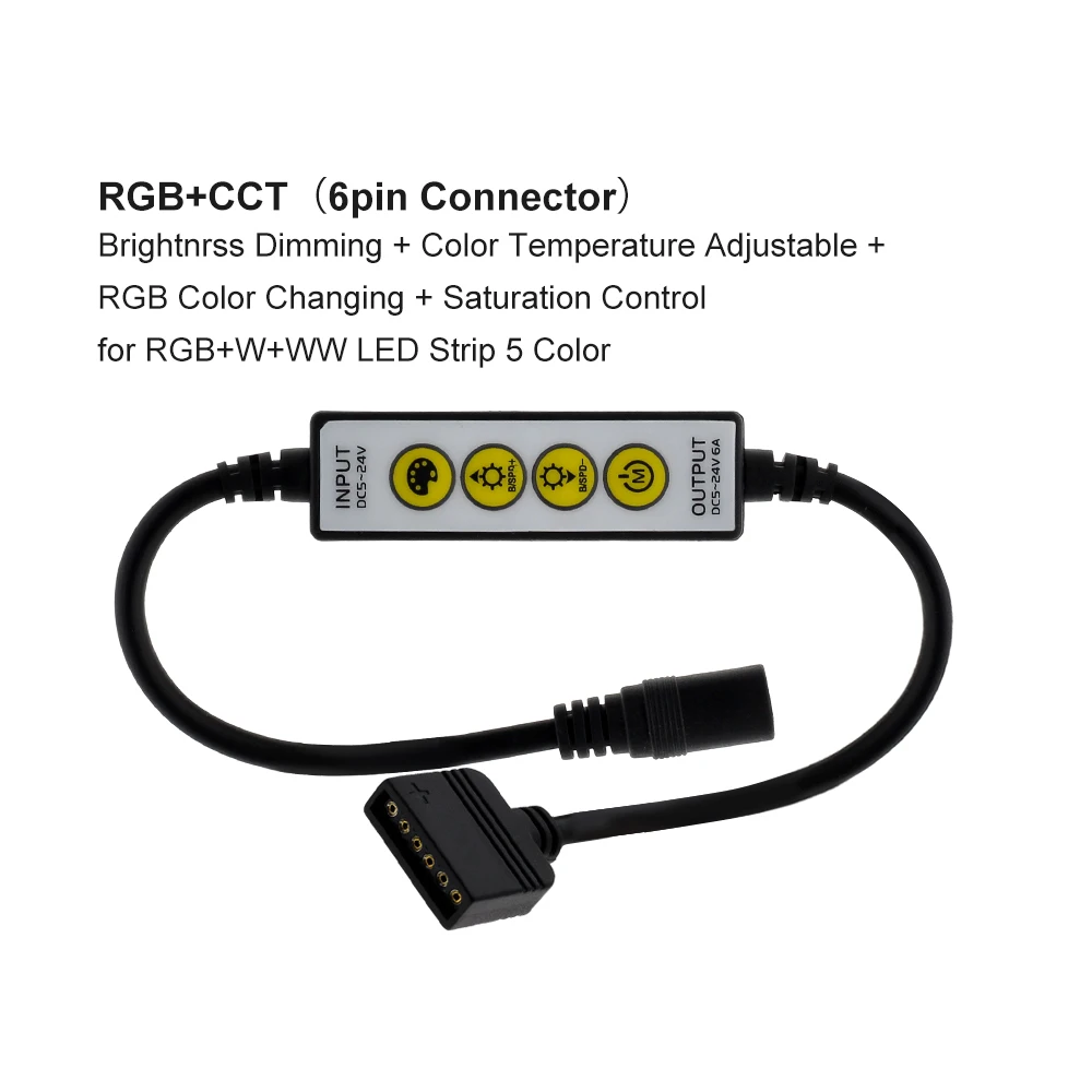 New Arrival LED Strip 4Key Controller for Single Color / Double White / RGB / RGBW / RGB+CCT LED Strip Control.