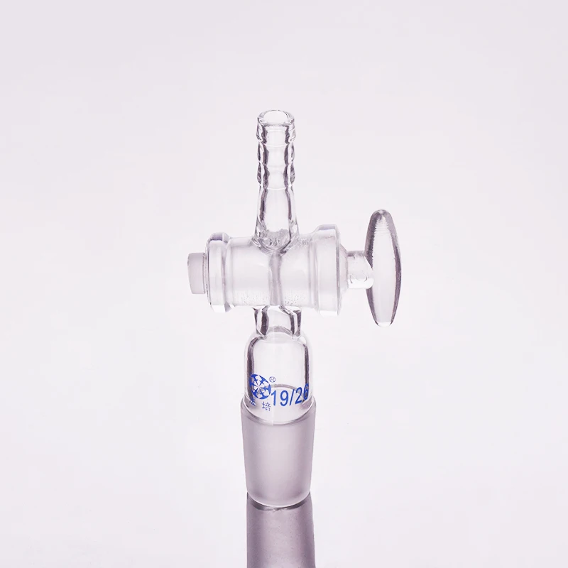 Straight suction connector, Glass valve 19/26, Joint with Glass stopcock standard ground mouth, Flow Control Adapter, 180 Degree