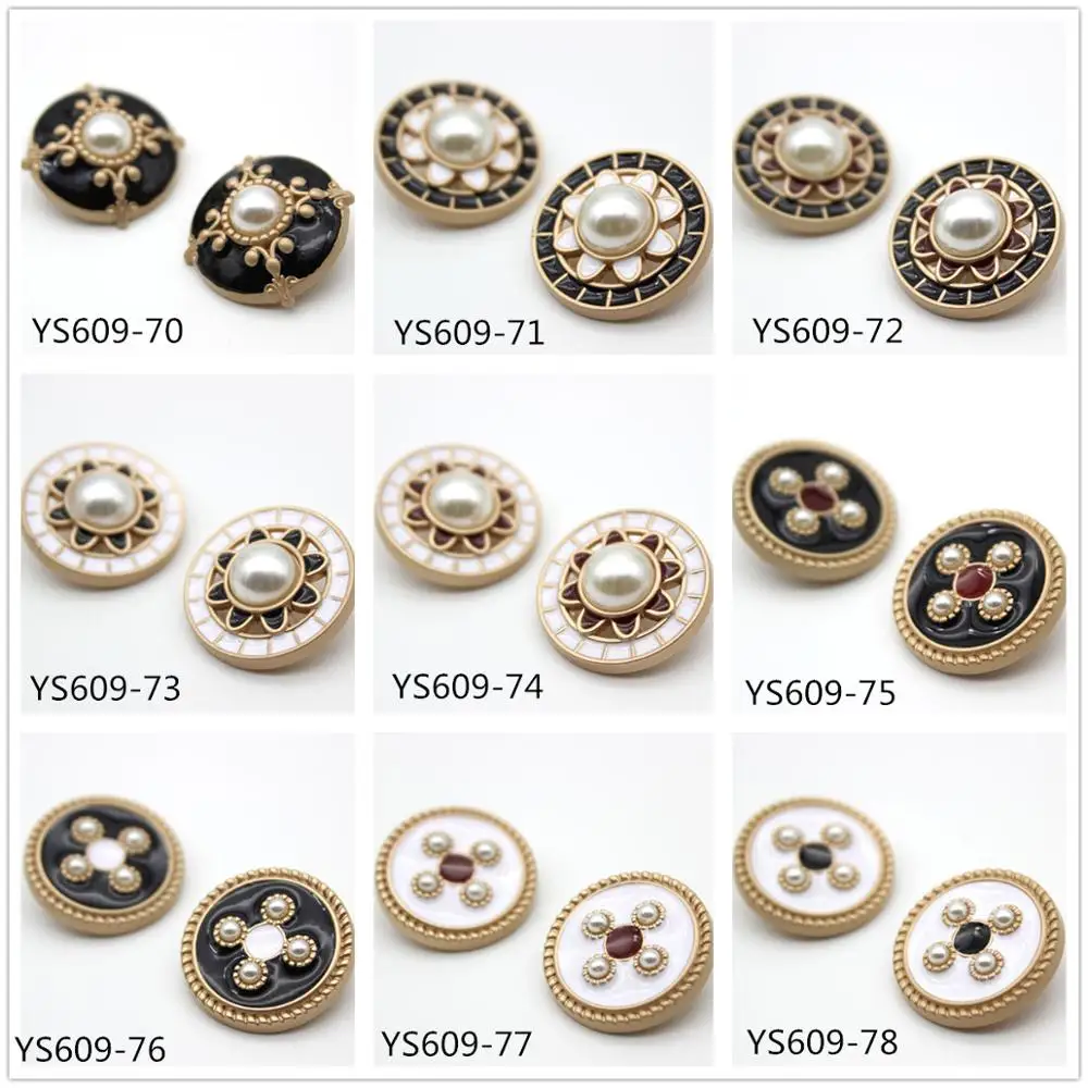 2pcs／lot Retro Metal Button Blazer Decorative Button Coat Pearl  Alloy High-foot Buckle DIY Clothing AccessoriesYS201013-2