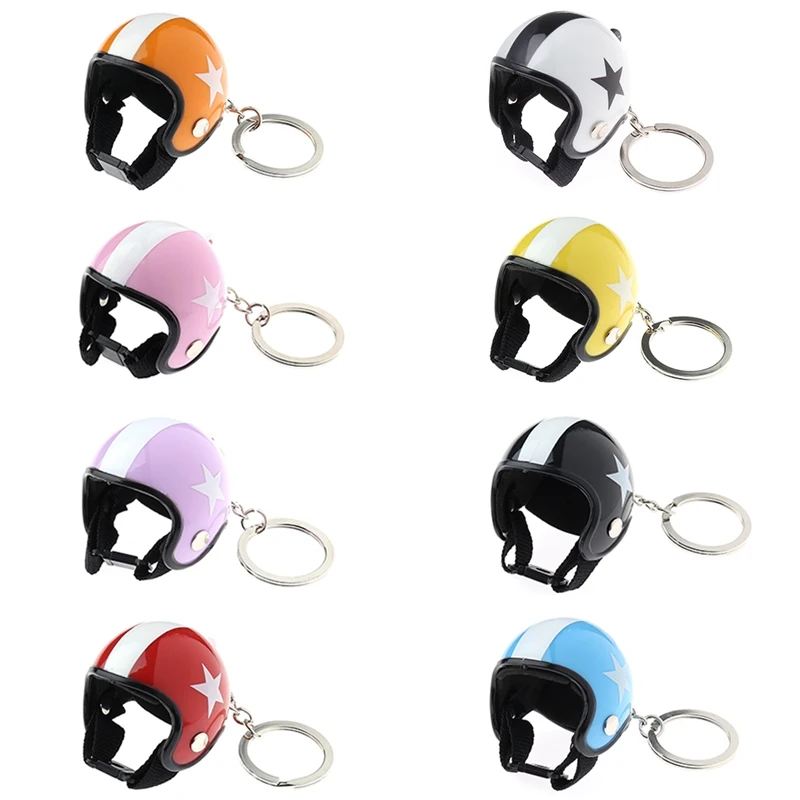 Creative Motorcycle Safety Helmet Car Auto Five-star Keychain Pendant Classic Key Ring Keyfob Casque Holder Car Pendant Keychain