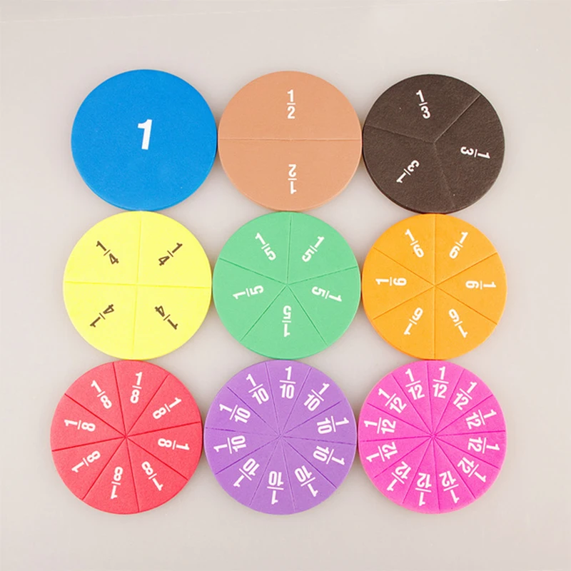 51pcs Circular Numbered Fractions Counting Chips Educational Math Toys Round Shape EVA Materials Mathematics Learning Kids Gift