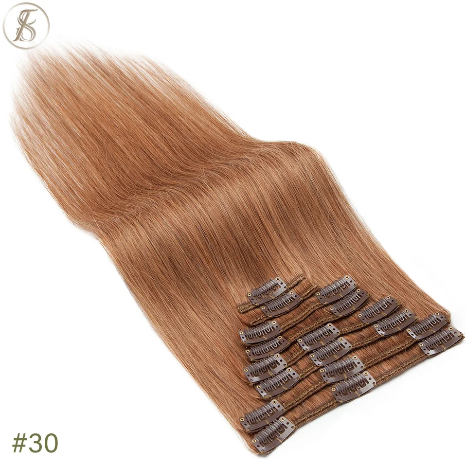 TESS 50-80g Natürliche Haar Extensions Clip In Menschliches Haar Extensions Gerade 8 teile/satz Vollen Kopf Dünne Highlight haar Clip Haarteil – Detail 15