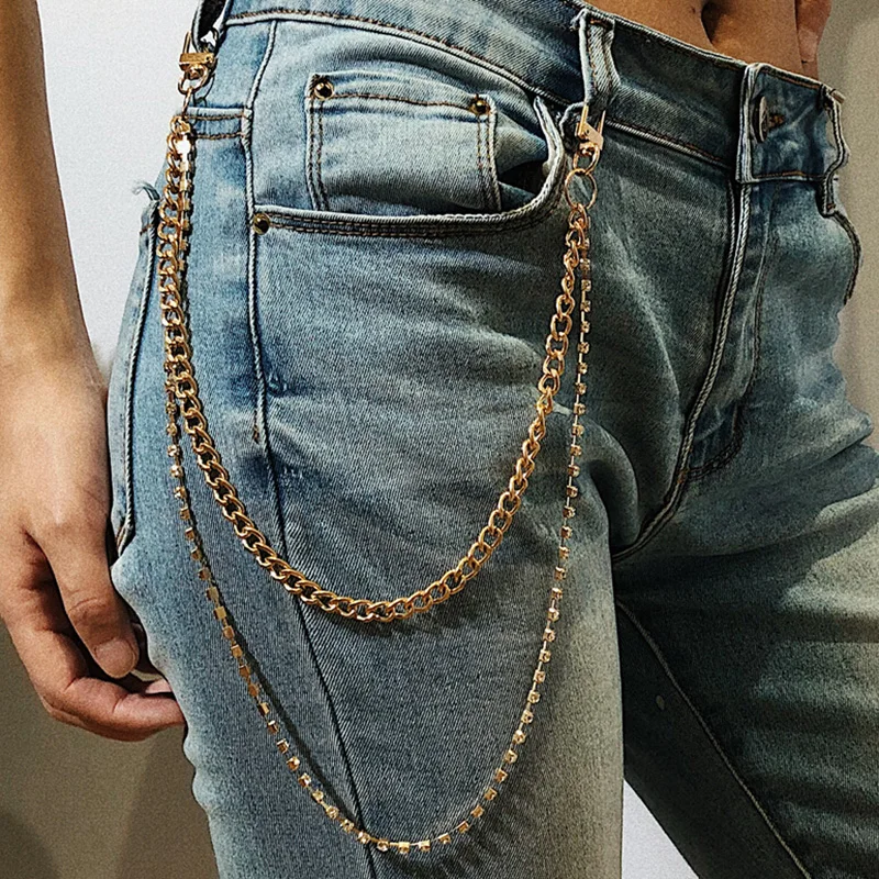 Single/Zwei/Drei Schicht Gürtel Schlüssel Kette Punk Hip-hop Trendy Taille Kette Unisex Hosen Jeans Lange metall Kleidung Zubehör Schmuck