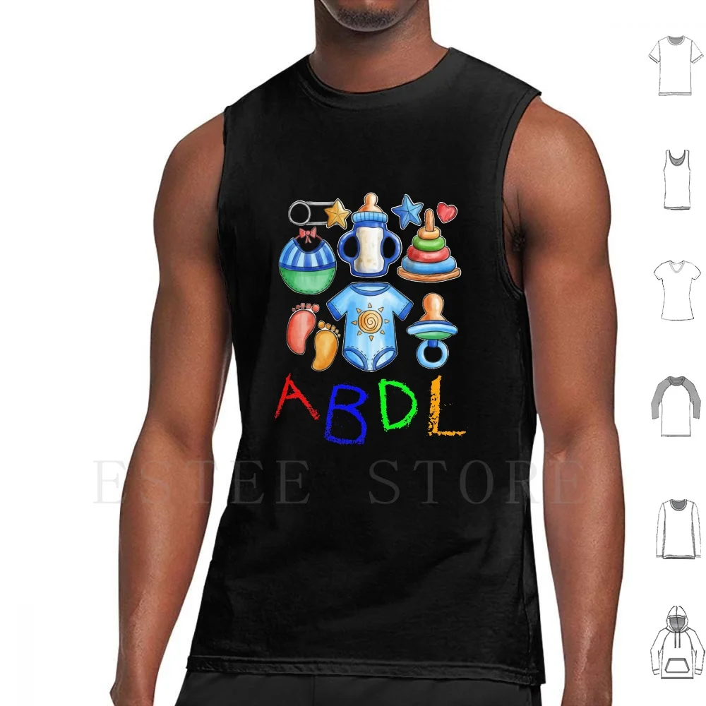 Abdl ( Adult Baby Diaper Lover ) Baby Items Collection Design Tank Tops Vest Cotton Age Play Age Regression Public Humiliation