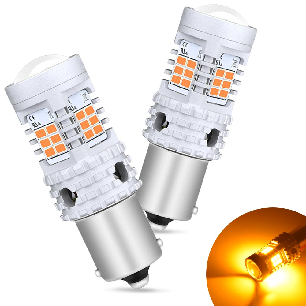 AUXITO 2Pcs T20 7440 W21W LED Bulbs Canbus No Error 1156 BA15S P21W BAU15S PY21W Lamp Car Turn Signal Lights No Hyper Flash 12V