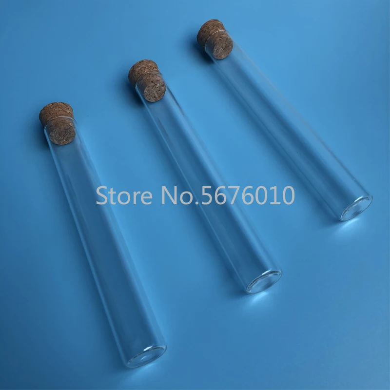 12pcs/lot 20*150mm Flat Bottom Glass Test Tube with Corks High Temperature and Pressure Resistance Lab Glass Tube