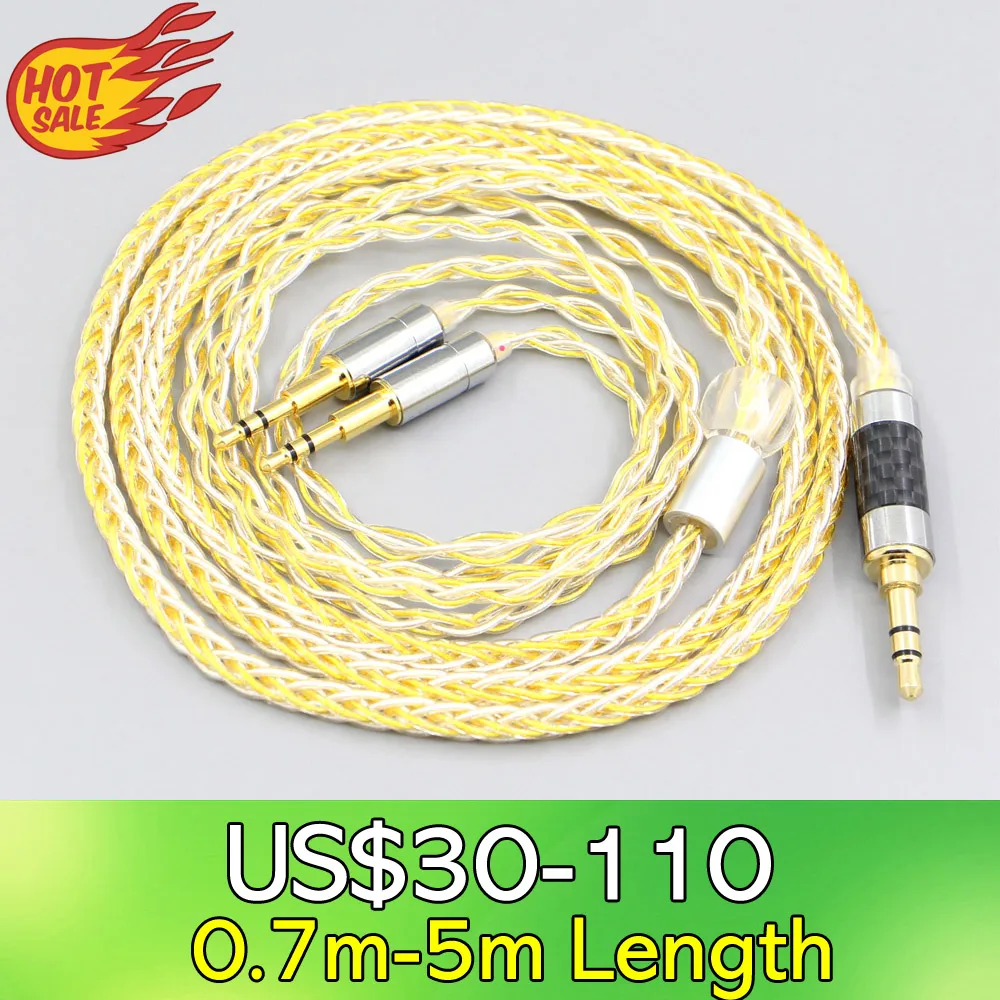 LN007320 8 Core OCC Silver Gold Plated Braided Earphone Cable For Nighthawk Monoprice M650 Monolith M1060 M1060C M565 M565