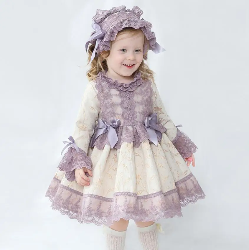 Baby Girls Princess Dress Spanish Style Lace Lolita Party Evening Dresses With Headband Vestidos For 18M-14Y Kids Clothing y30