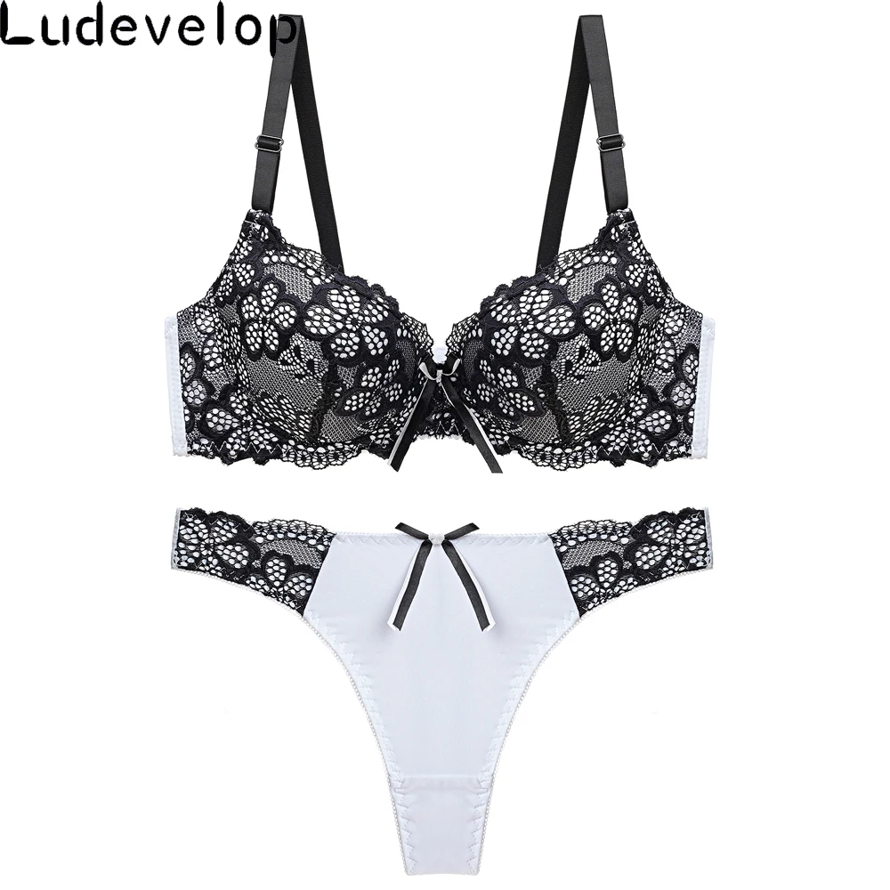 Good Quality Sexy Brassiere Embroidered Underwear Set ABC Cup Women Bra Set Push Up Lace Bra Thong Sets