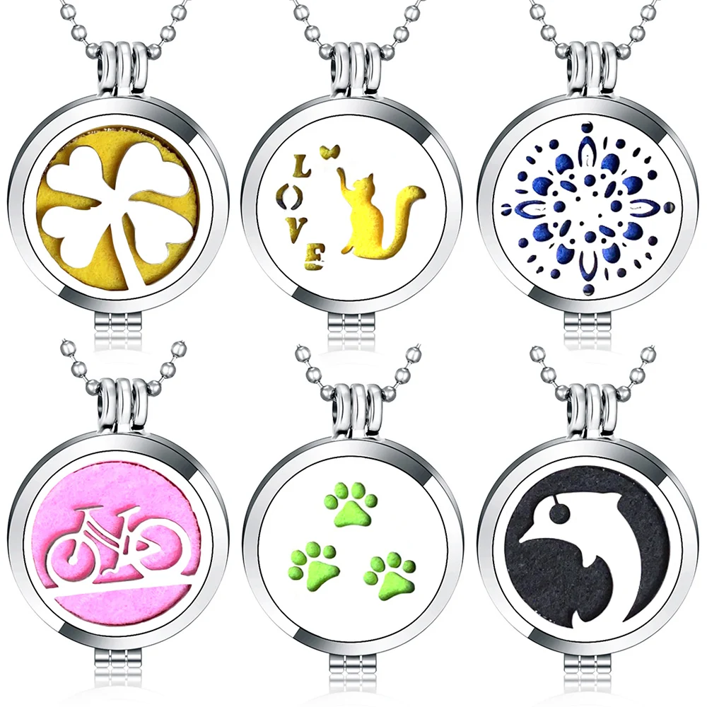 

2021 New Aromatherapy Jewelry Bicycle Necklace Essential Oil Diffuser Open Perfume Locket Pendant For Women Fashion Accessories