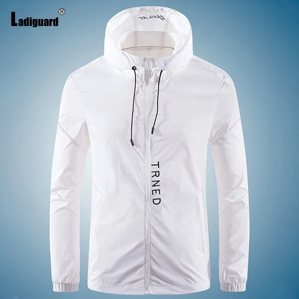 Ladiguard 2021 Men Hoodies Lightweight Jackets Spring Autumn Windcoats Zipper Jacket Mens Outdoor Slim Casual White Outerwear