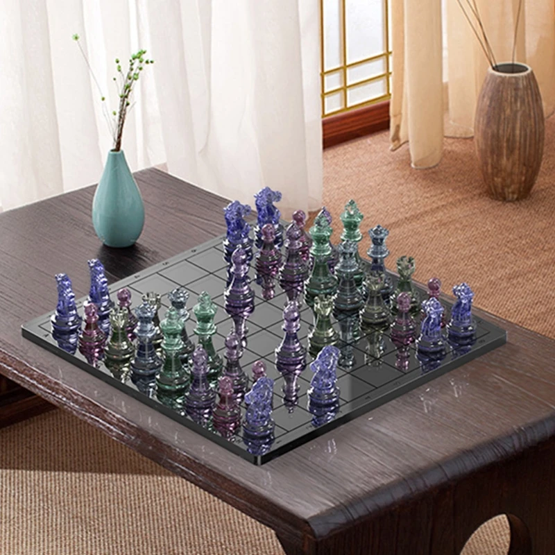 6 Pcs International Chess UV Crystal Mold DIY Craft Chess Pieces Silicone Mould