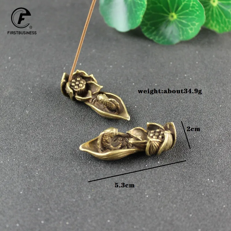 Antique Bronze Lotus Carp Desktop Decorations Incense Burner Vintage Copper Zen Tea Table Ornament Home Decor Crafts Accessories