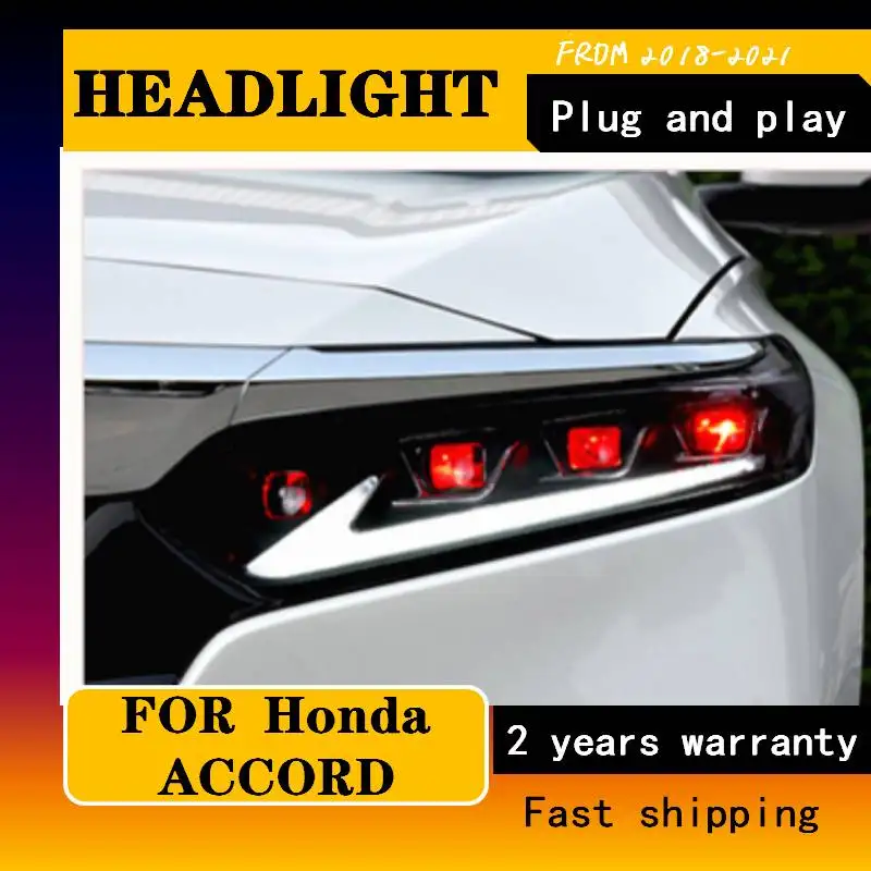 

Head Lamp For Accord LED Headlight 2018-2021 Headlights Accord DRL Turn Signal High Beam Angel Eye Projector Lens Accessories