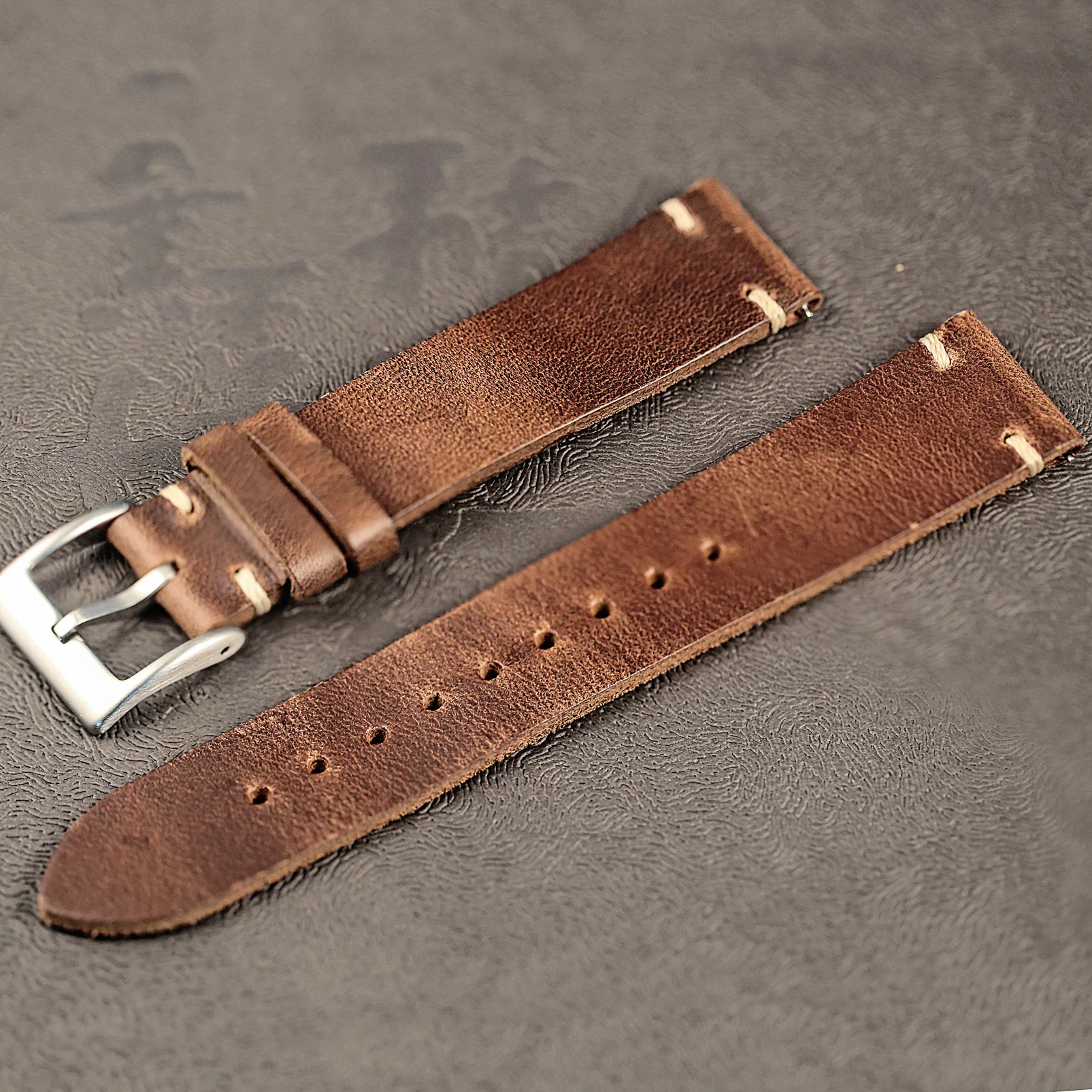 Horween US Chromexcel Leather Watch Bands Natural Soft Wrap Handmade Leather Straps 18mm 20mm 22mm