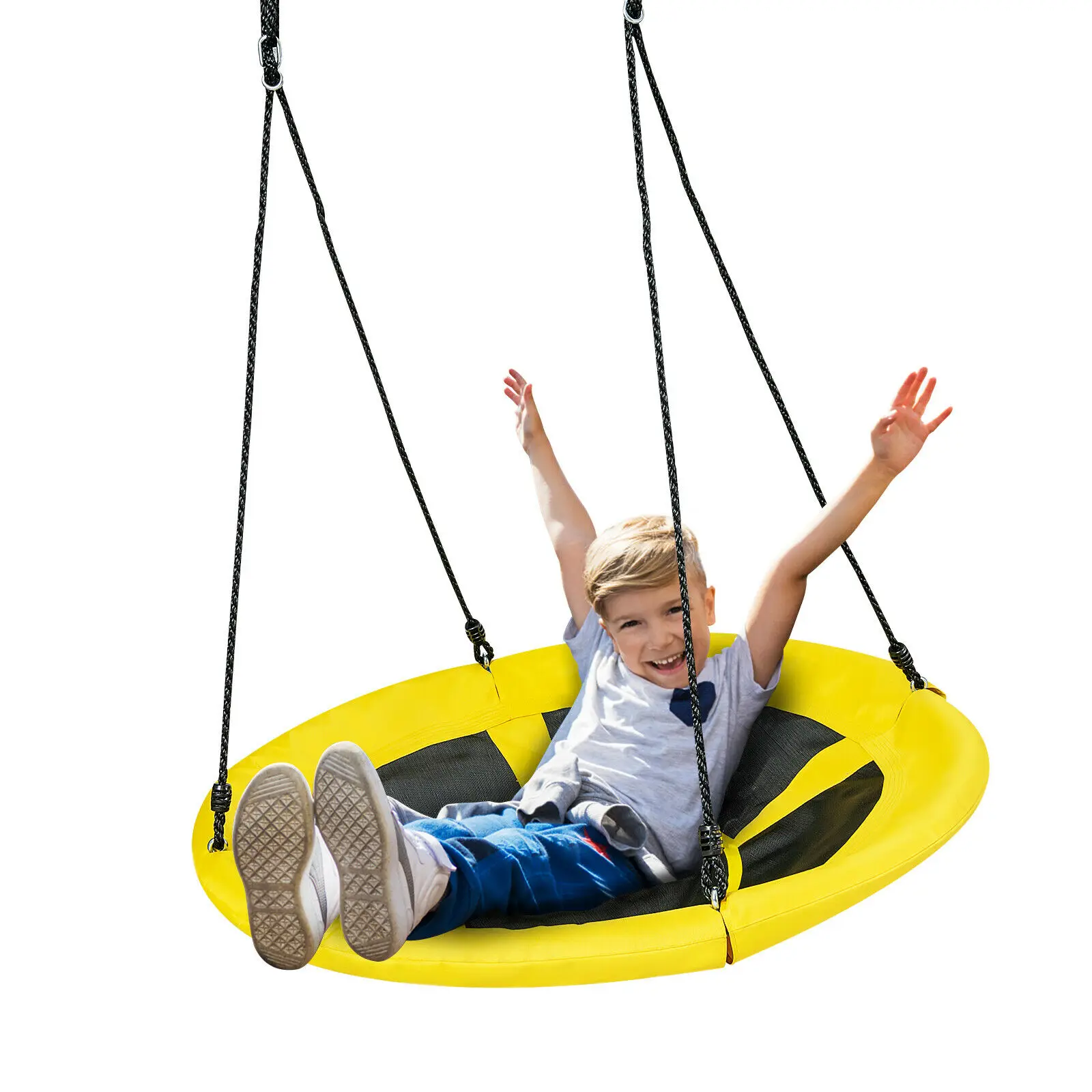 Babyjoy 40” Nest Tree Swing Outdoor Round Swing for Backyard Yellow