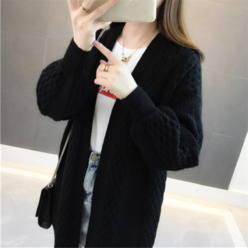 Women Long Cardigan Sweater Top Long Sleeve loose knitting cardigan sweater Women Knitted Female Cardigan for Girl NS4452