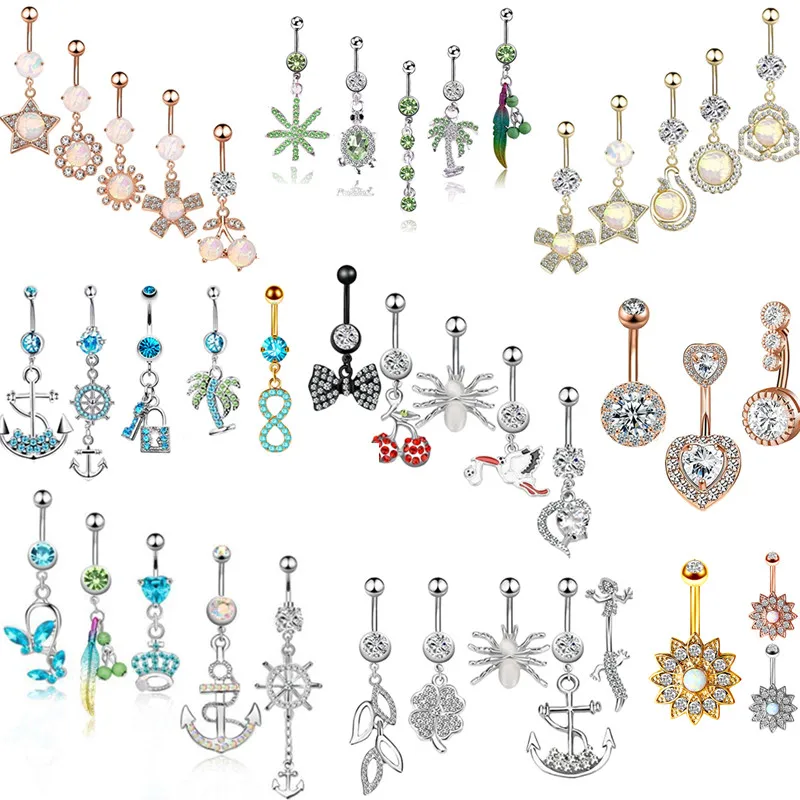 Flower Button Bulk Belly Piercing Set Sexy Navel Piercing Ring Set Belly Ring Pack Naveljewelry Lot