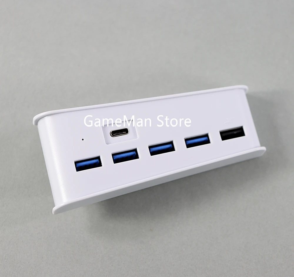 1 PC สําหรับ PlayStation 5 พร้อมกล่อง 5 USB A + 1 พอร์ต USB C สําหรับ PS5 USB HUB 6 in 1 USB Splitter Expander HUB ADAPTER