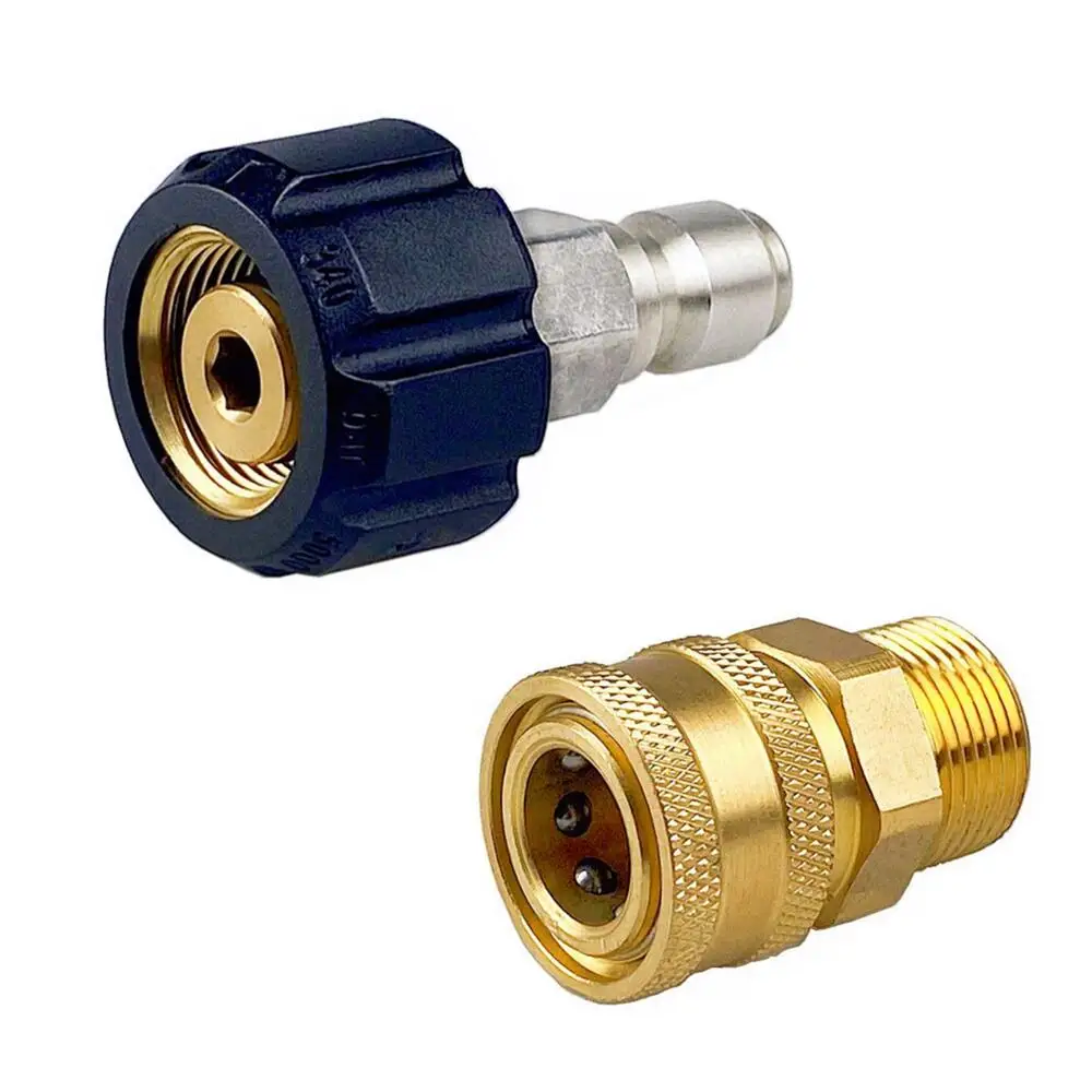 2-teiliges Hochdruckreiniger-Adapter-Set, M22, 14 mm/15 mm Innengewinde, drehbar auf Schnellverbindung, 3/8 Zoll oder 1/4 Zoll Entriegelungssatzdüse