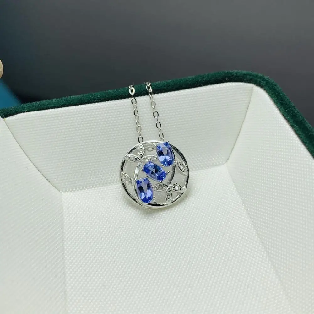 

Tanzanite necklace Natural Real Tanzanite Pendant Solid S925 Sterling Silver For Women Colour Gem Stone Fine Jewelry