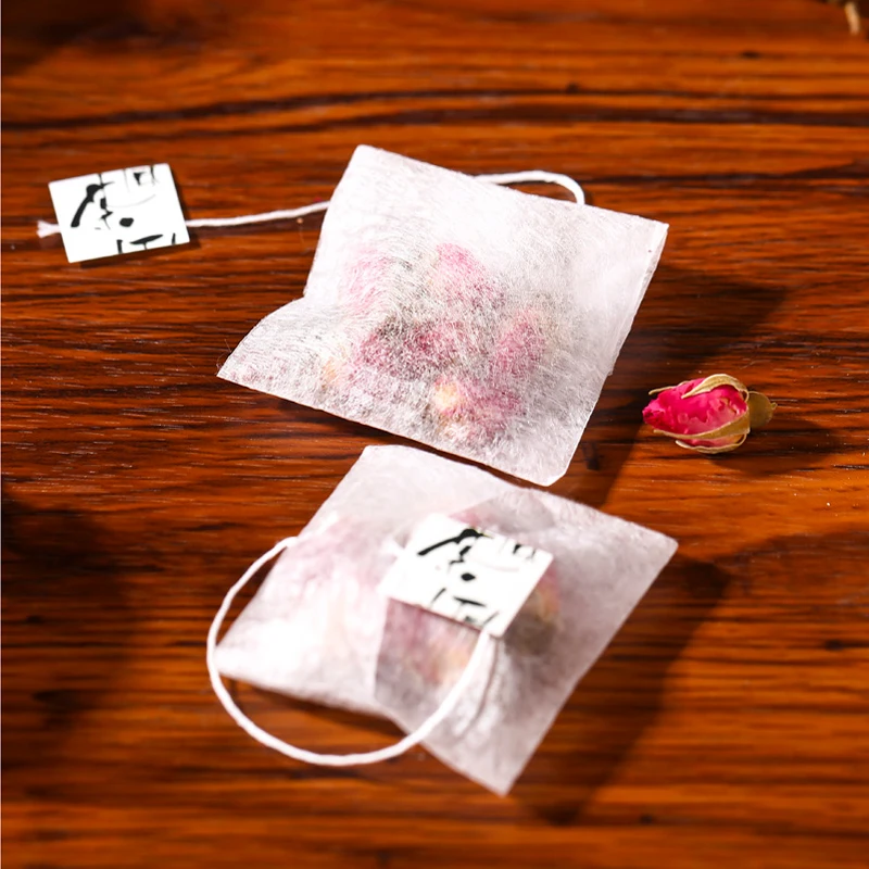 

100pcs/lot Corn Fiber Drawstring Empty Tea Bags Fold Close Filter Teabags