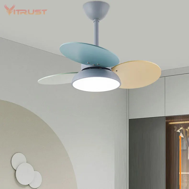 

Cute Ceiling Fan with Light for Kids Children Room Wood Art Reversible Bedroom Ceiling Fan