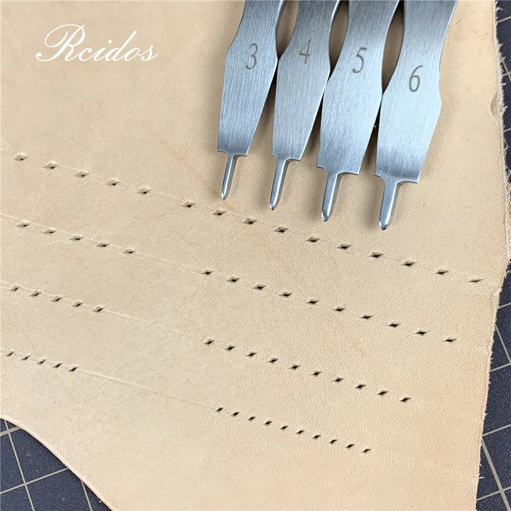 RCIDOS Hand sewing Rhombus hole Puncher,1+2+5+10 Manual rhombus Stitching hole Punching tools,Distance:3/4/5/6mm