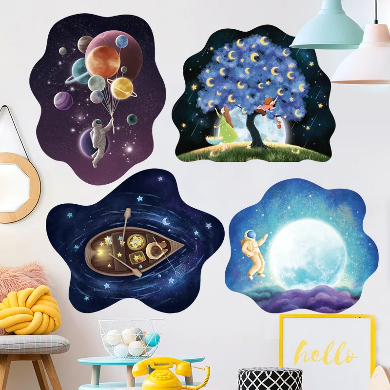 Children's Room Wall sticker Paste Cosmic Star Adventure for Science and Technology Classroom Wall Layout Waterproof Safety