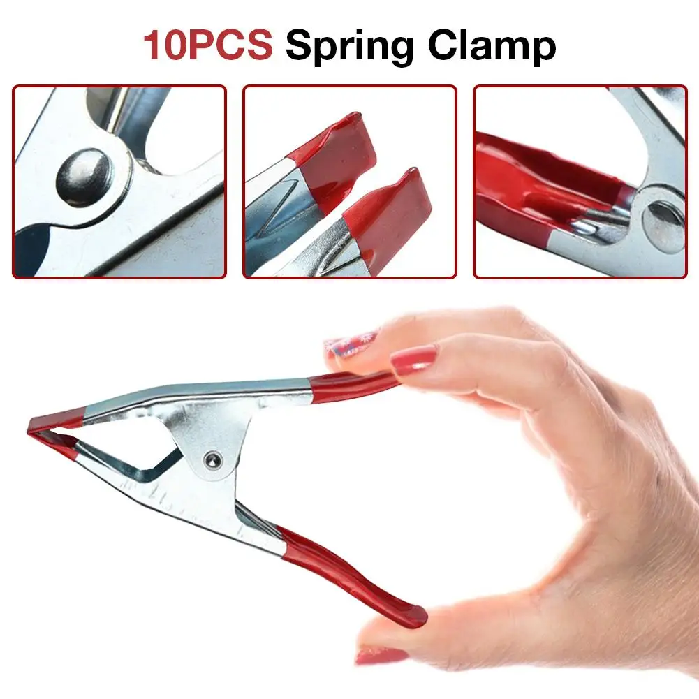 10pçs grampo de mola para trabalho pesado grampo de metal 4 tamanhos/6 fábricas com cabo revestido de pvc