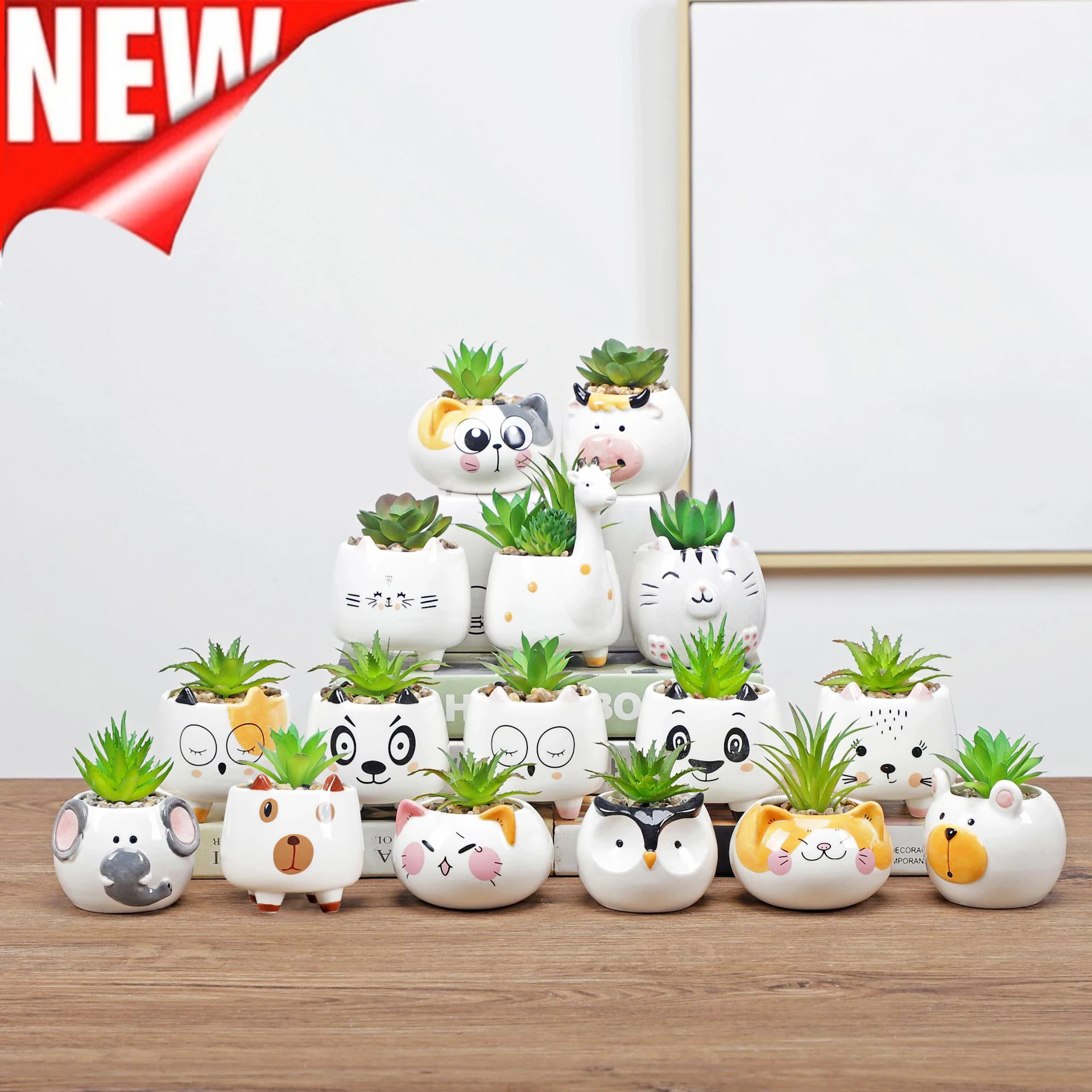 Cute Animal Flower Pot Ceramic Vase Planter Desktop Ornaments Home Decor Garden Pot Succulent Pot Plant Pot