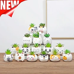 Cute Animal Flower Pot Ceramic Vase Planter Desktop Ornaments Home Decor Garden Pot Succulent Pot Plant Pot