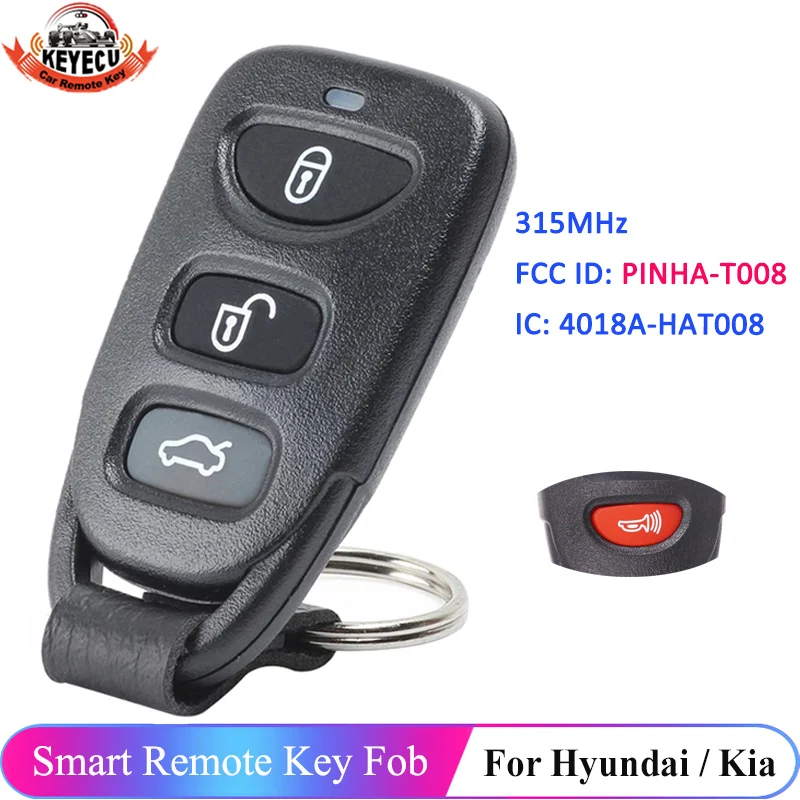 KEYECU 3+1 4 Button 315MHz FCC ID: PINHA-T008 For Hyundai Genesis Coupe For KIA Forte Forte Koup 2010-2014 Car Remote Key Fob